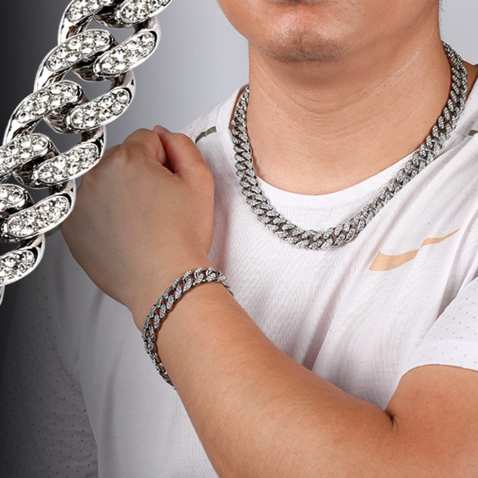 Alloy Line Cuban Link Chain Diamond Bracelet