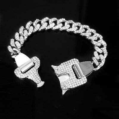 Punk Diamond Safety Buckle Buckle Cuban Chain Bracelet