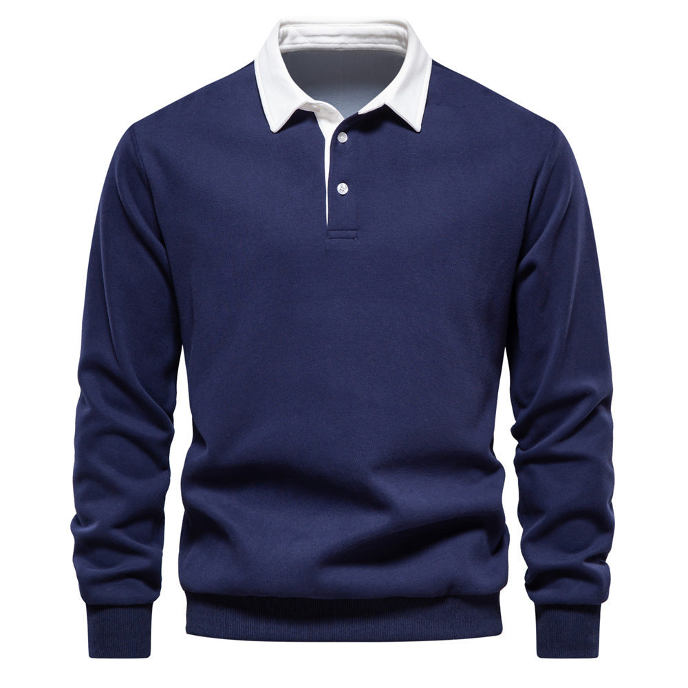 Men's Fashion Casual Versatile Long Sleeves Polo Collar Sweater