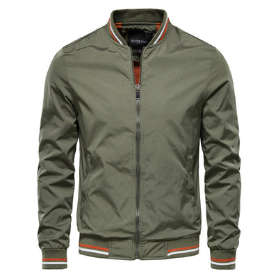 Men's Striped Zip-up Jacket With Pockets Fashion Casual Outerwear Sports Baseball Clothing Spring And Fall