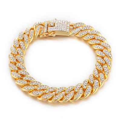 Full Diamond Miami Cuban Bracelet Butterfly Clasp Bangle