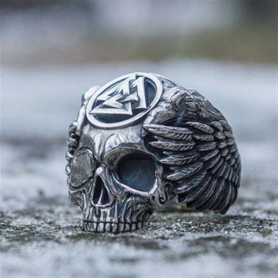 Odin with Ravens Stainless Steel Ring Mens Viking Valknut Sukll Ring Norse Amulet Jewelry