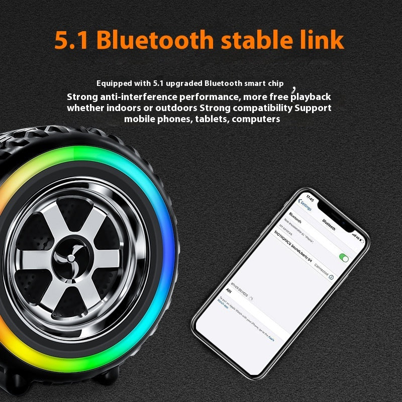 Tire Audio Portable And Versatile Extra Bass Outdoor Smart Portable Bluetooth Audio Card-inserting Fan