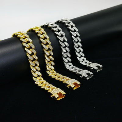 Flat Cuban Link Chain Diamond Bracelet