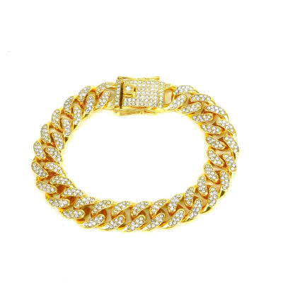 Alloy Line Cuban Link Chain Diamond Bracelet