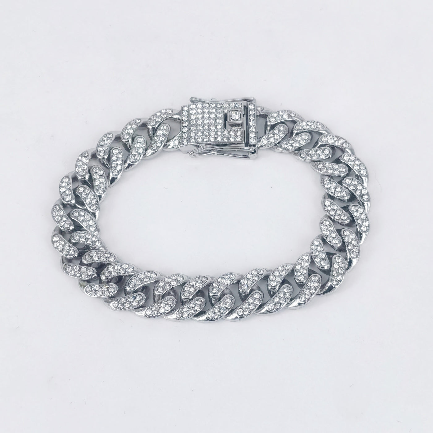 Alloy Line Cuban Link Chain Diamond Bracelet