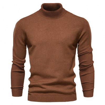 Men's Solid Color Slim Pullover Turtleneck Sweater Winter Casual Tops Clothing