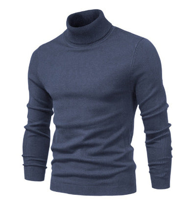 Men's Solid Color Slim Pullover Turtleneck Sweater Winter Casual Tops Clothing