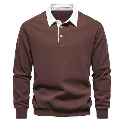 Men's Fashion Casual Versatile Long Sleeves Polo Collar Sweater