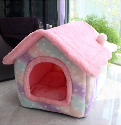 Foldable Dog House Pet Cat Bed Winter Dog Villa Sleep Kennel Removable Nest Warm Enclosed Cave Sofa Pets Supplies