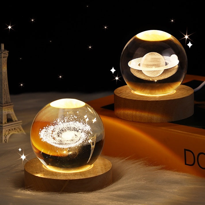 Luminous Starry Sky And Planets Moon Moon Crystal Ball Small Night Lamp Projection Ambience Light Creative Gift New Strange Gift