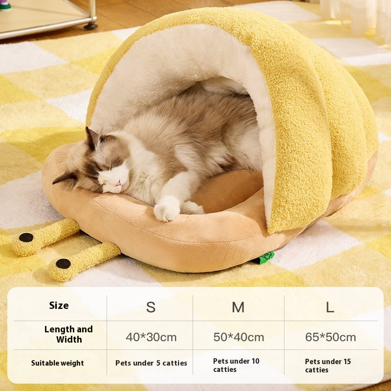 Warm Cat Semi-closed Snail Slippers Nest Pet Products