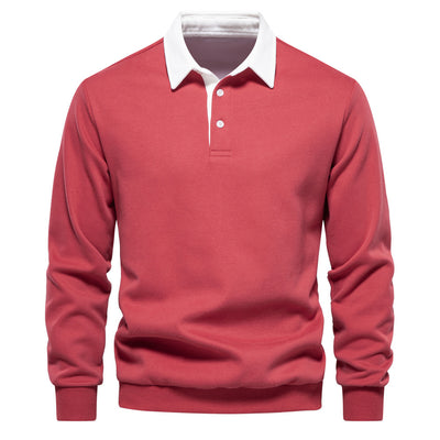 Men's Fashion Casual Versatile Long Sleeves Polo Collar Sweater