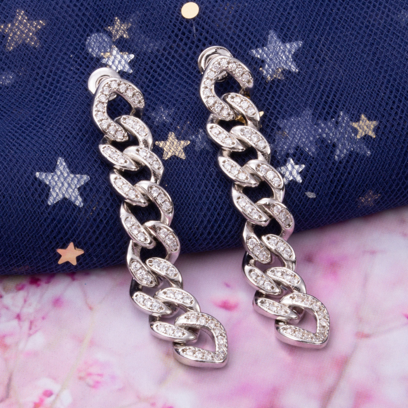 Zircon Chain Long Cuban Chain Chain Stud Earring Chain