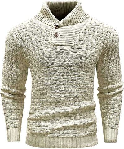 Men's Slim Turtleneck Sweater With Button Design Fashion Casual Solid Color Pullover Top Clothing