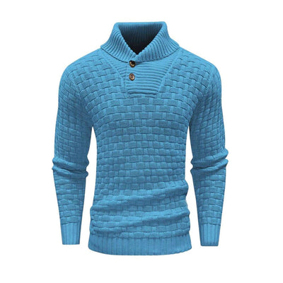 Men's Slim Turtleneck Sweater With Button Design Fashion Casual Solid Color Pullover Top Clothing