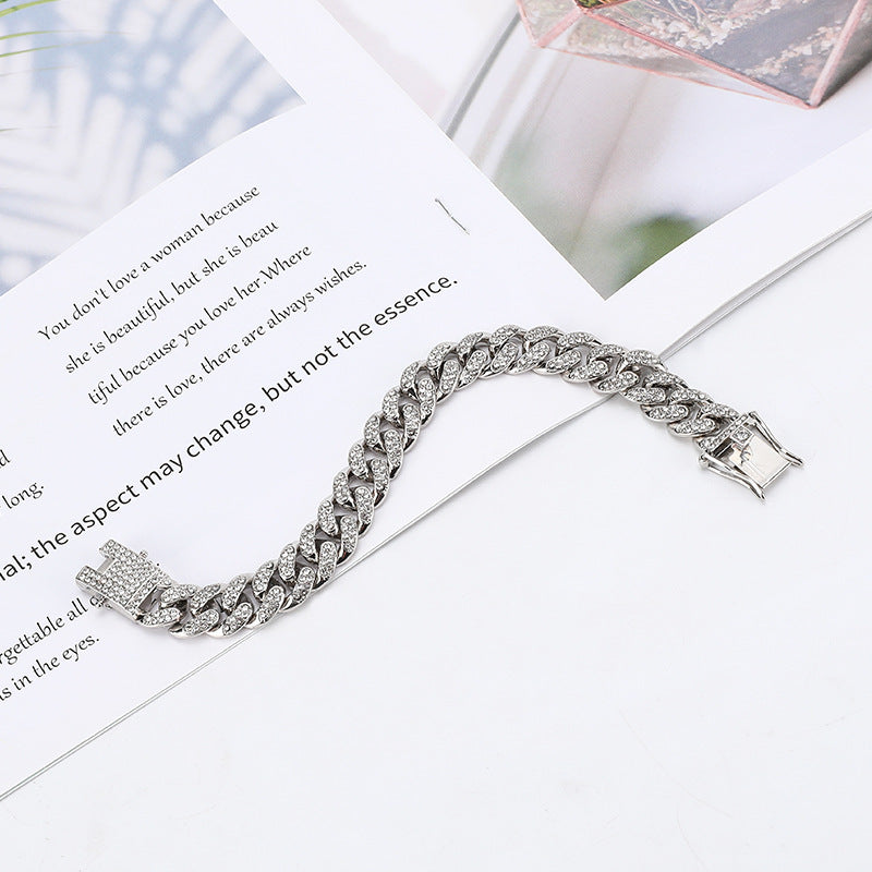 Alloy Line Cuban Link Chain Diamond Bracelet