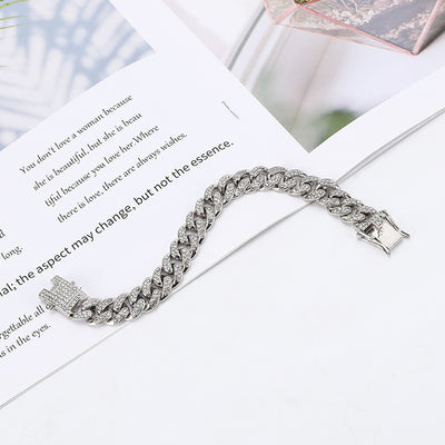 Alloy Line Cuban Link Chain Diamond Bracelet