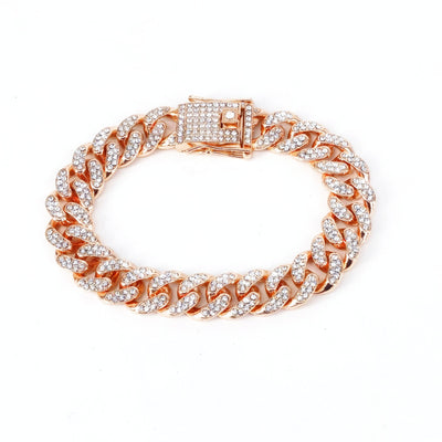 Alloy Line Cuban Link Chain Diamond Bracelet