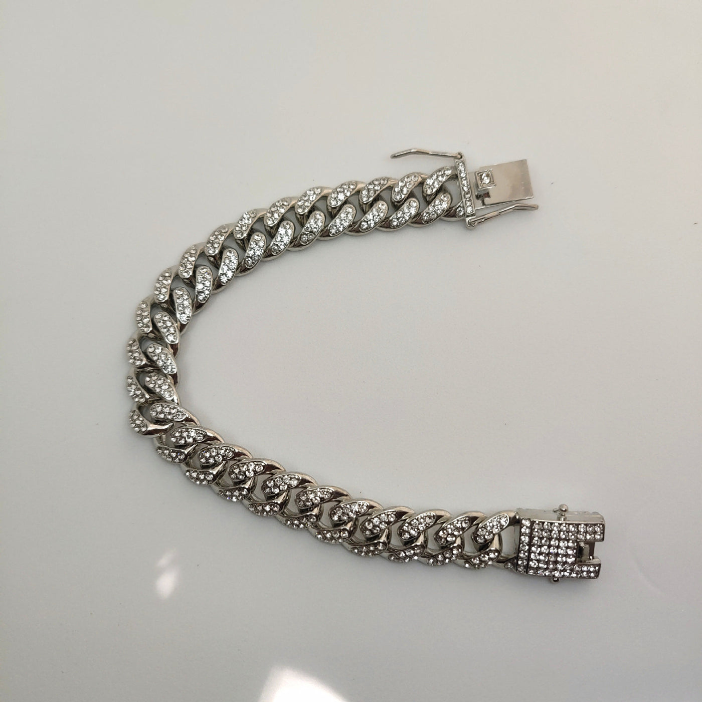 Alloy Line Cuban Link Chain Diamond Bracelet