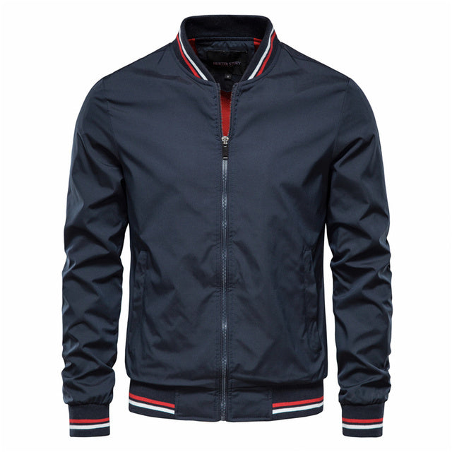 Men's Striped Zip-up Jacket With Pockets Fashion Casual Outerwear Sports Baseball Clothing Spring And Fall